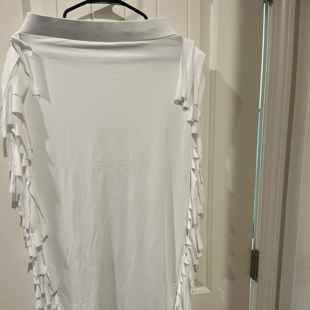 White maxi skirt with fringes